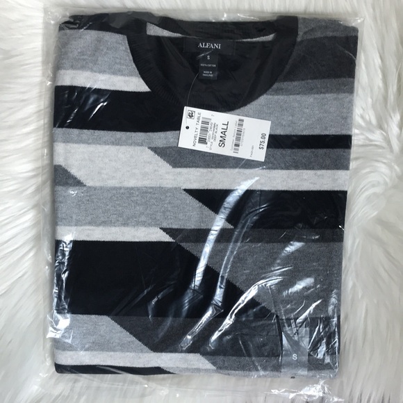 Alfani Mens Sweater Black Size Small Pullover Crew Geometric Pattern $75 - Picture 11 of 14